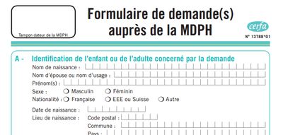 Formulaire MDPH carte invalidité stationnement PCH AAH